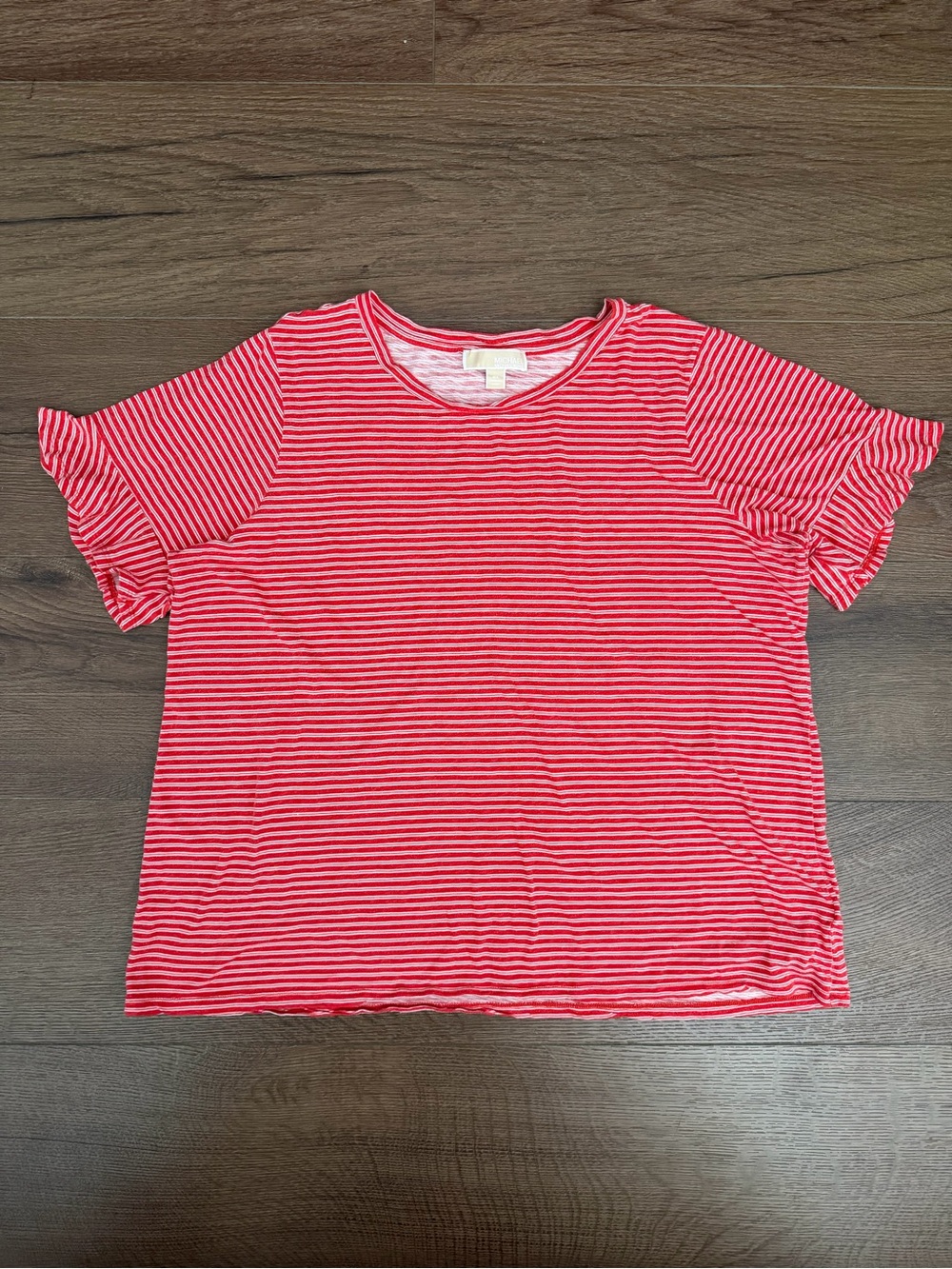 Michael Kors Red and White Striped Short Sleeve Tee